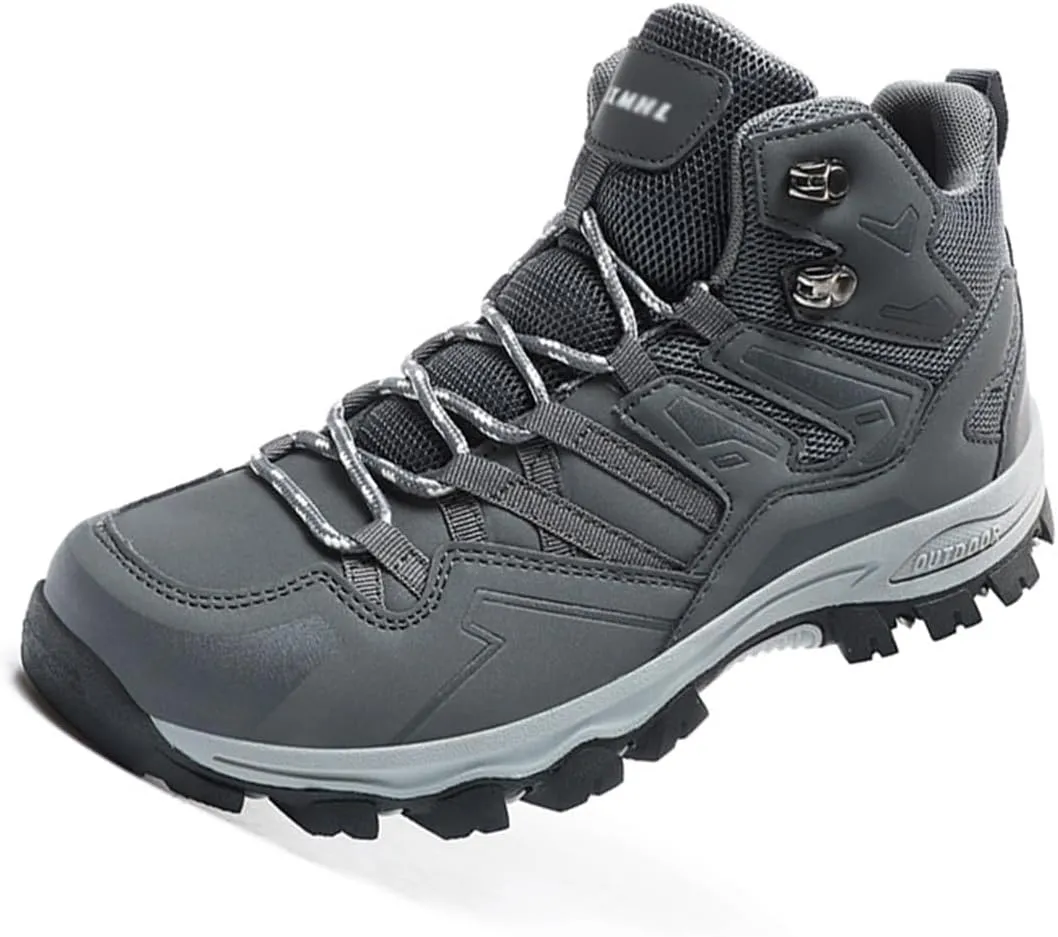 Men's Waterproof Hiking Boots High-Top Leather Non-Slip Outdoor Shoes for Mountain Trekking, Trail & Camping