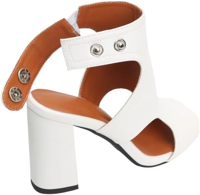 MEOTINA Open Toe Boots for Women Dressy Sandals Block Heels Summer Gliadiator Shoes Black