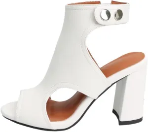 MEOTINA Open Toe Boots for Women Dressy Sandals Block Heels Summer Gliadiator Shoes Black