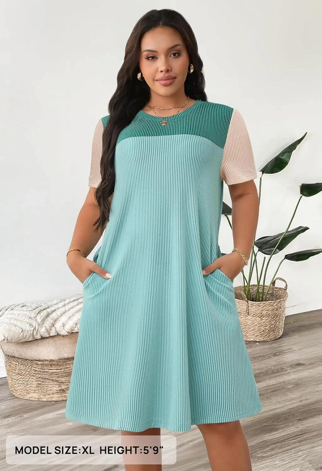 MEROKEETY Women's 2025 Spring Summer Mini Dresses Casual Short Sleeve Crewneck T Shirt Shift Dress