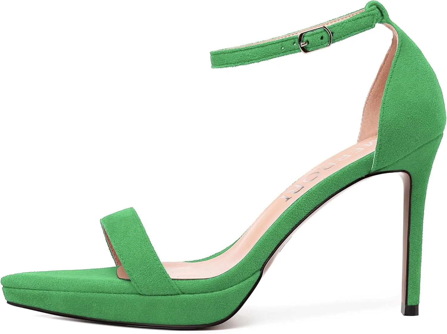 MERRORI Womens Ankle Strap Platform Women Heels Suede Women Heels Fashion Open Toe Dating Stiletto High Heel Sandals 4 Inch