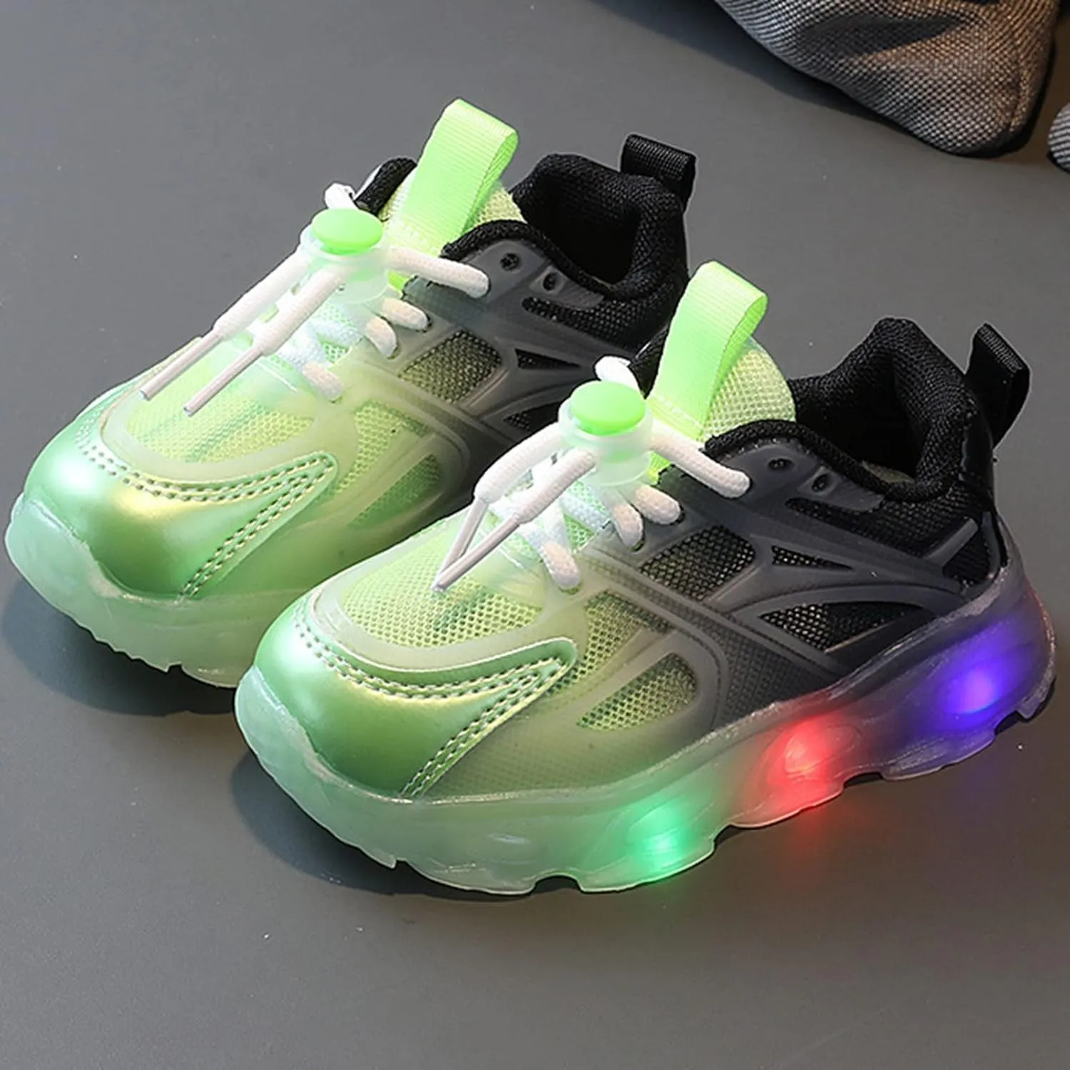 Mesh Breathable Light up Sneakers for Toddler Baby Infant Boys Rubber Sole Lace First Walking Sport Shoes Comfy Casual