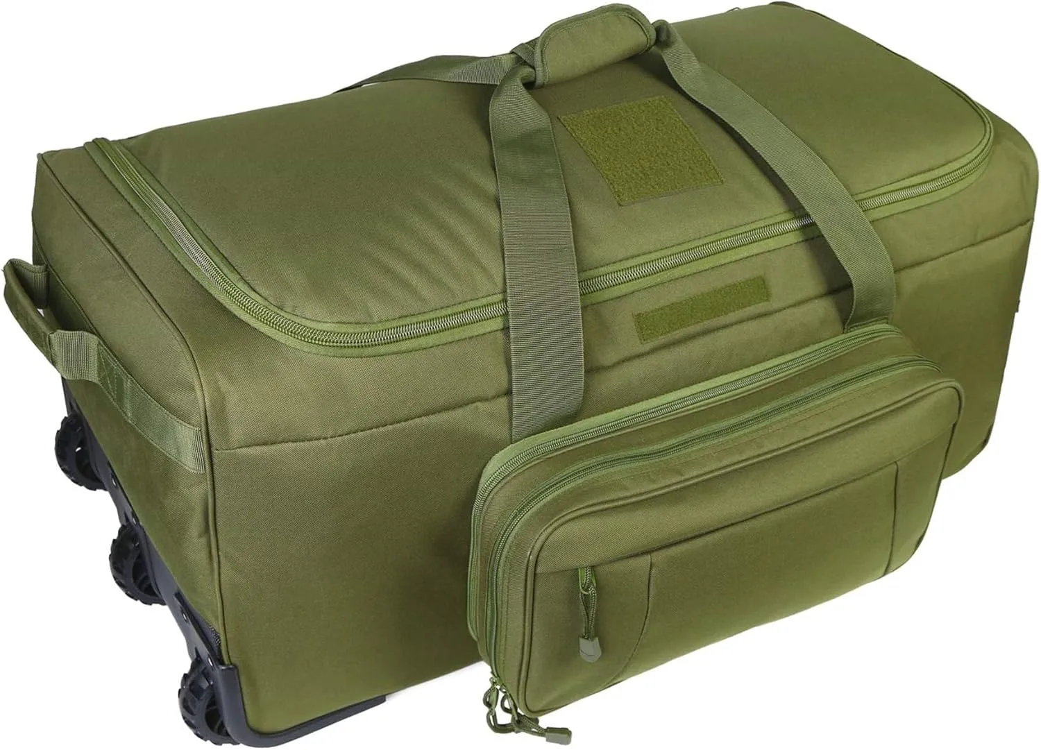 Military Wheeled Deployment Bag Large Tactical Heavy Duty Duffel Bag for Camping Hiking (Green)