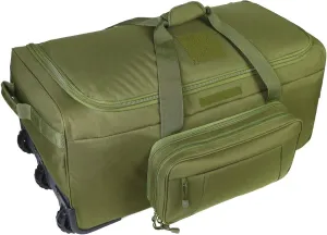 Military Wheeled Deployment Bag Large Tactical Heavy Duty Duffel Bag for Camping Hiking (Green)