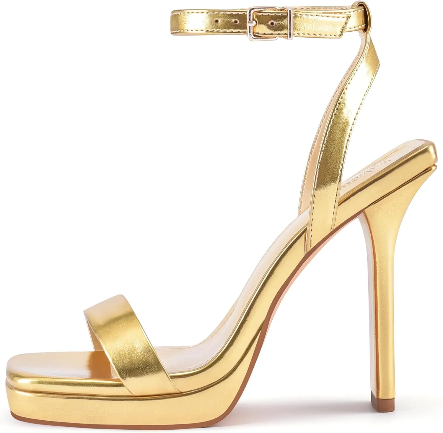 MIRAAZZURRA Platform Heels Square Open Toe Chunky High Heeled Sandals with Buckle Ankle Strap for Women Party Wedding