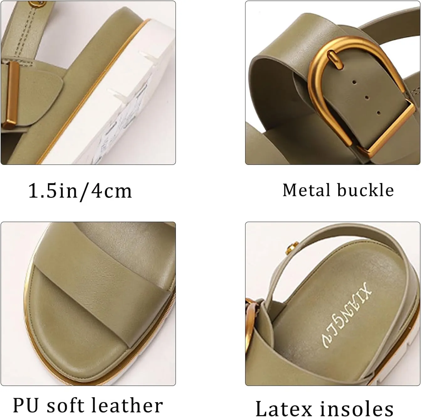Mnplciea Womens Flat Sandals Adjustable Metal Buckle Summer Sandals With Back Strap Casual Beach Pool Party