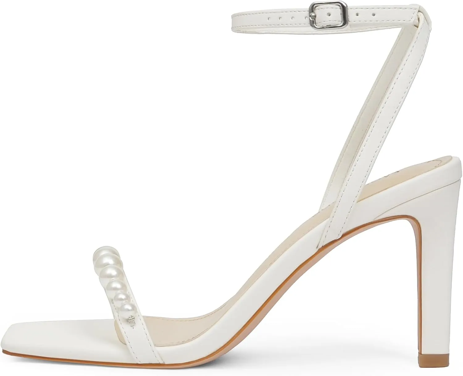 Modatope Womens Heels Square Open Toe Strappy High Heels Ankle Strap Heeled Sandals for Women Party Wedding Daily Wear