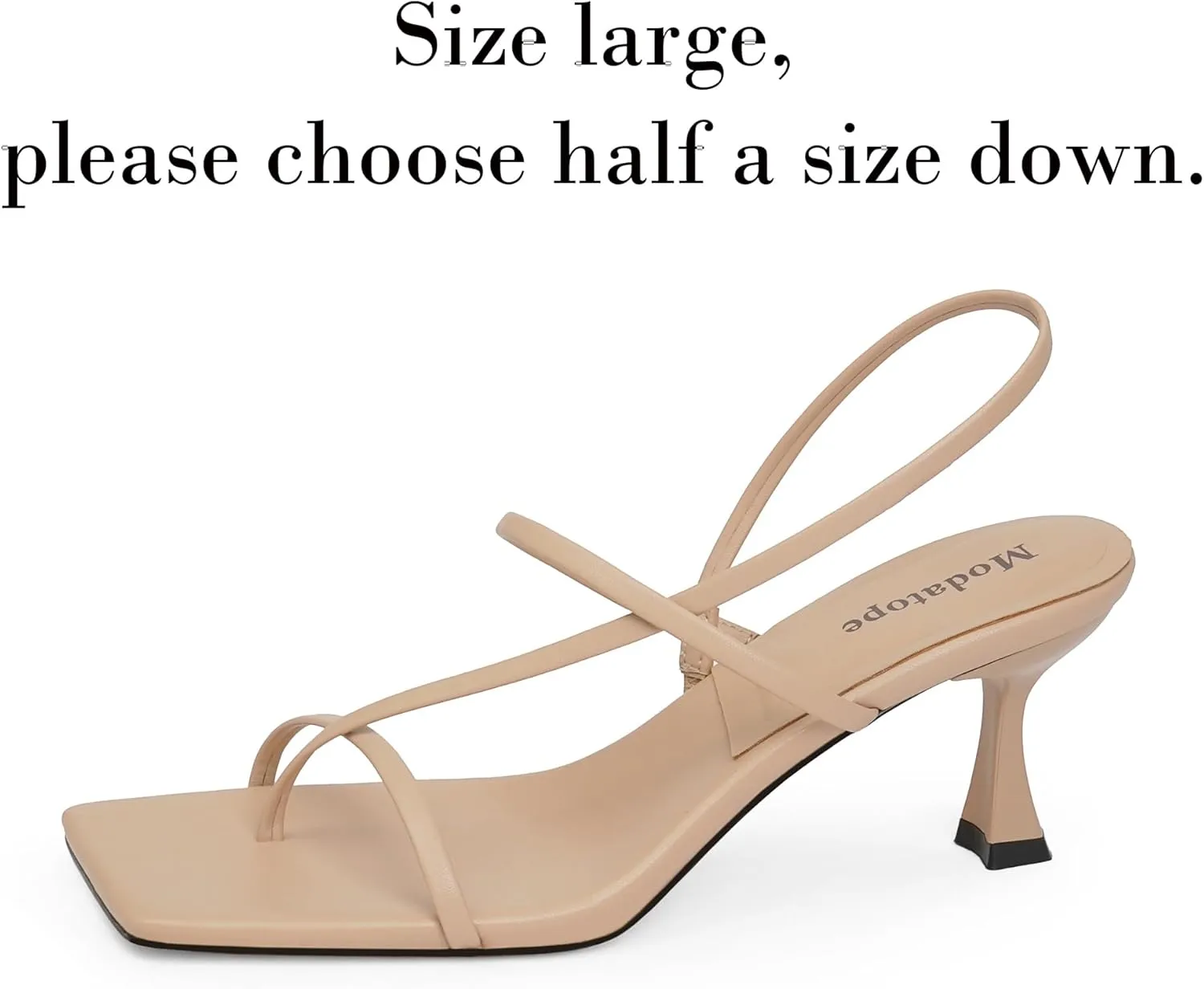Modatope Womens Kitten Heel Strappy Thong Sandals Square Open Toe Flip Flop Heels