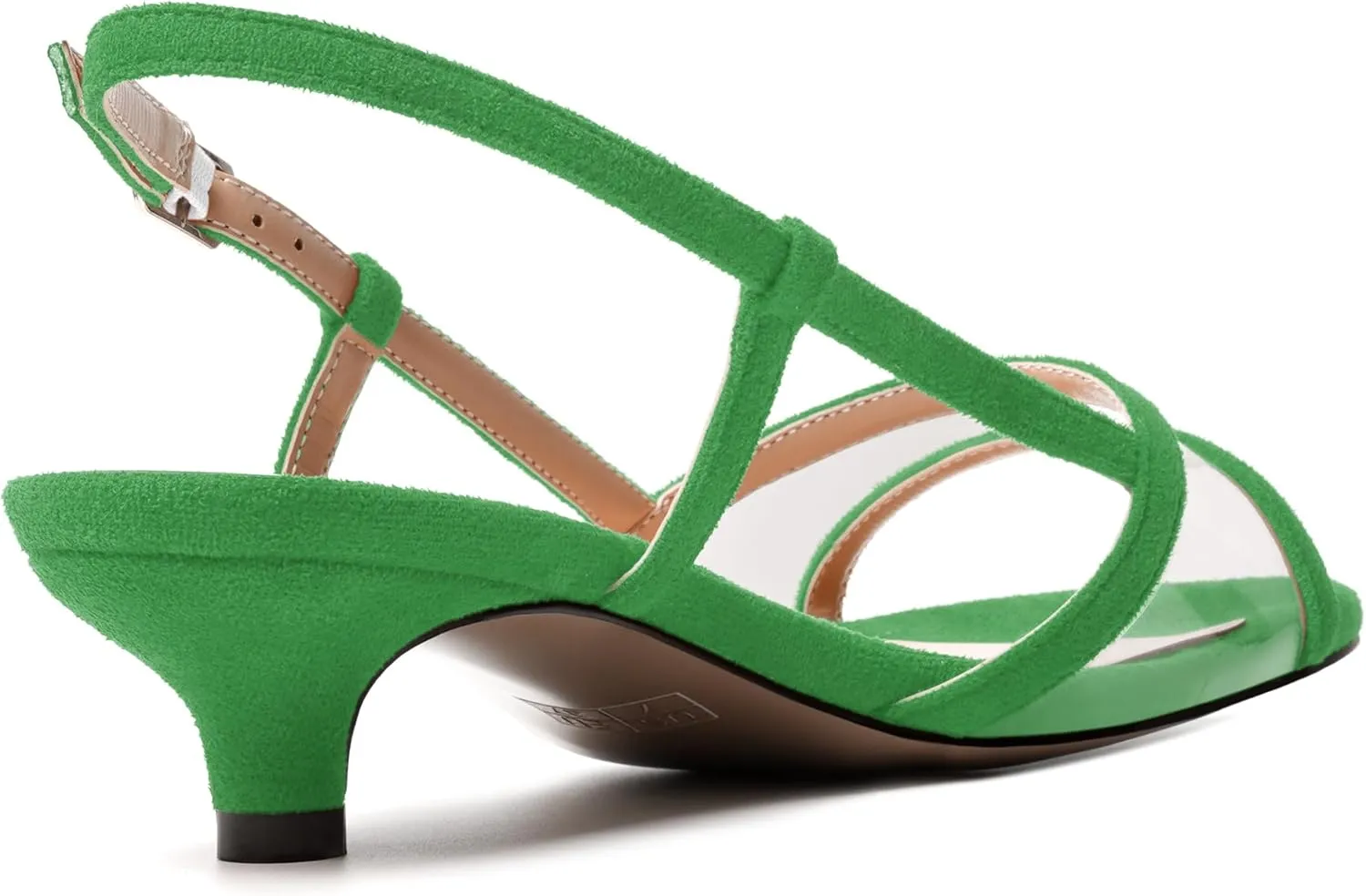 MODENCOCO Womens Suede Dating Dress Slingback Clear Buckle Open Toe Comfortable Kitten Low Heel Heeled Sandals 1.5 Inch