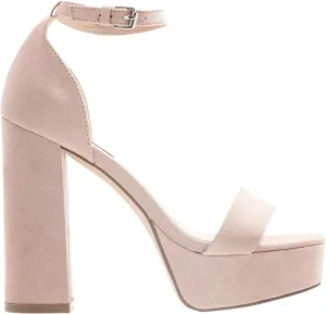 MOOMMO Women Chunky High Heel Sandals Single Band Platform Ankle Strap Summer Shoes Peep Toe 5 Inch Block Heel Slingback Dress Sandals Round Toe Buckle Strap Classic Comfort Work Daily Party 4-13 M US