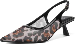 Mostrin Kitten Heels for Women Pointed Toe Pumps Patent Leather Low Heel Slingback Heels with Buckle Dress Shoes for Dating Party Working