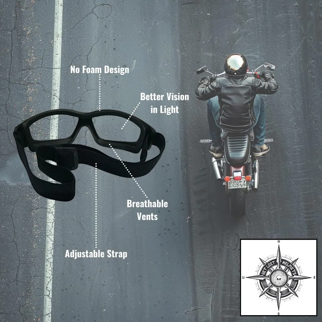 Motorcycle Goggles For Men: Heavy-Duty Motorcycle Riding Goggles w/Hard Case, Cleaning Cloth, & Pouch