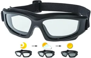 Motorcycle Goggles For Men: Heavy-Duty Motorcycle Riding Goggles w/Hard Case, Cleaning Cloth, & Pouch