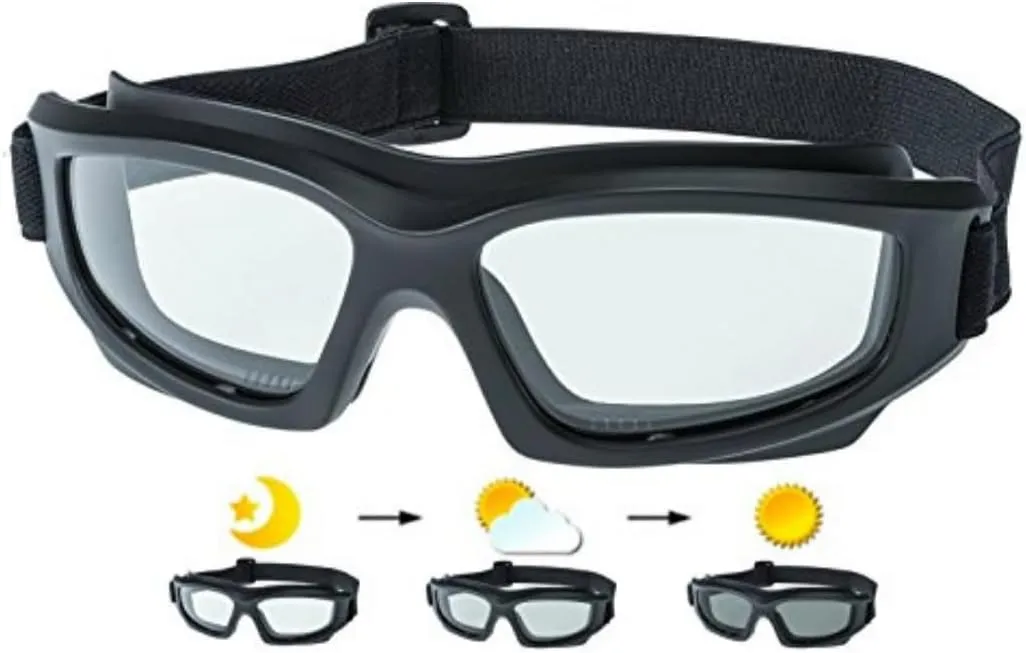 Motorcycle Goggles For Men: Heavy-Duty Motorcycle Riding Goggles w/Hard Case, Cleaning Cloth, & Pouch
