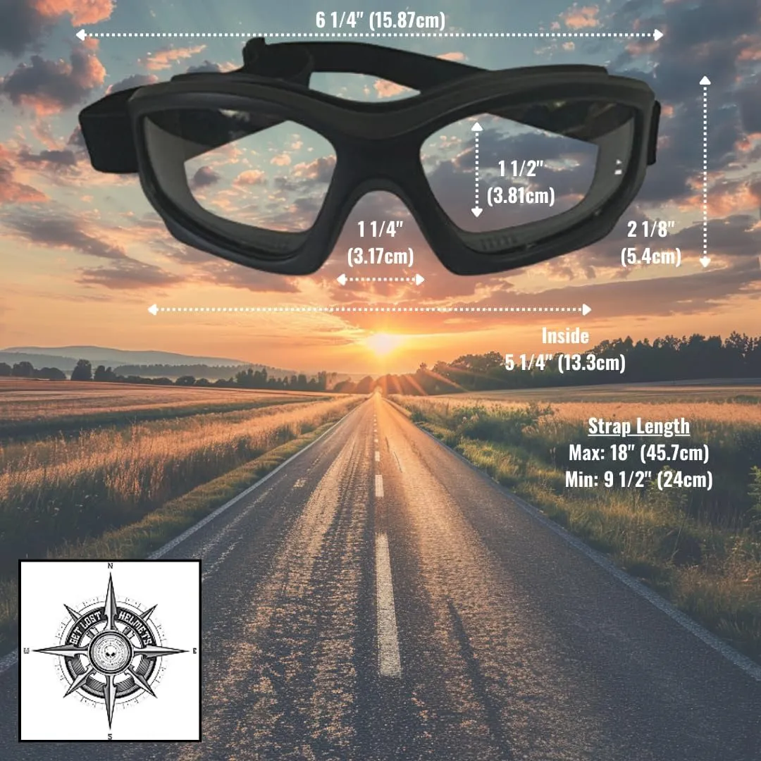 Motorcycle Goggles For Men: Heavy-Duty Motorcycle Riding Goggles w/Hard Case, Cleaning Cloth, & Pouch
