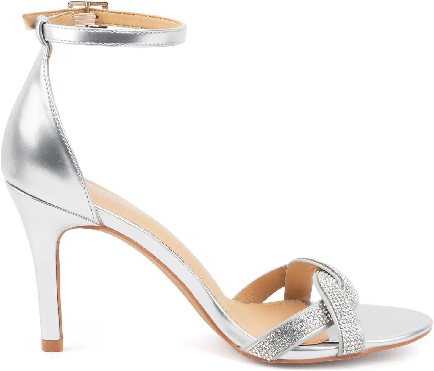 MUSSHOE Womens Stiletto High Heels Rhinestone Ankle Strap Heeled Sandals Open Toe Dress Wedding Party Shoes