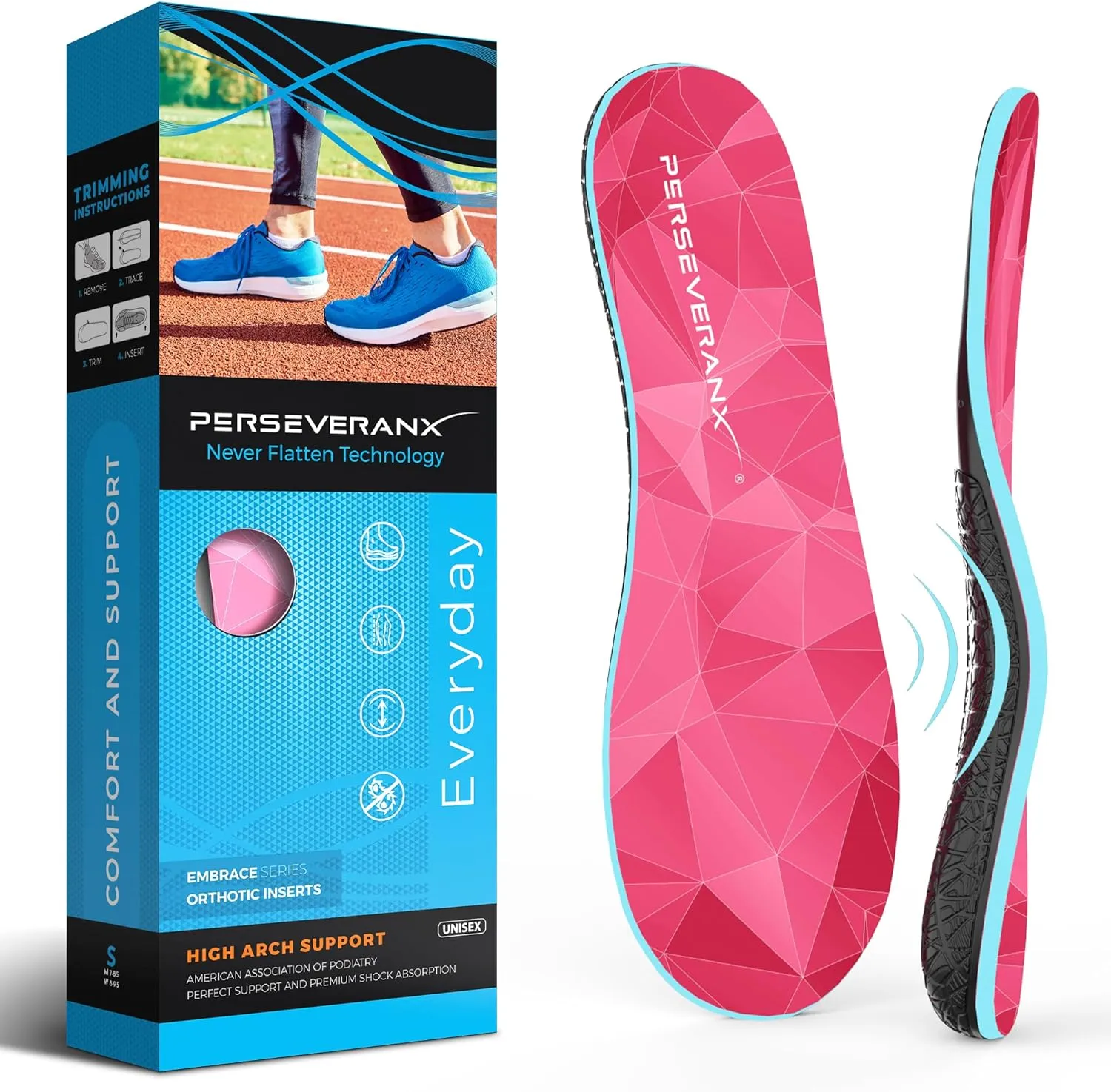 NASA Grade Plantar Fasciitis Insoles – High Arch Support Insoles Men Women - Shoe Insoles for Plantar Fasciitis Relief - Absorb Shock & Relieve Flat Foot Pain - Orthotics Inserts for Work & Standing