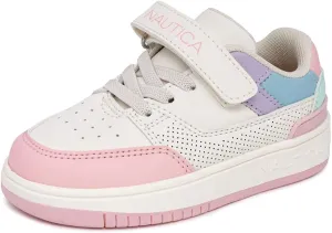 Nautica Kids Girls Sneakers with Adjustable Strap and Bungee Straps | Comfortable Casual Shoes (Toddler/Little Kid)