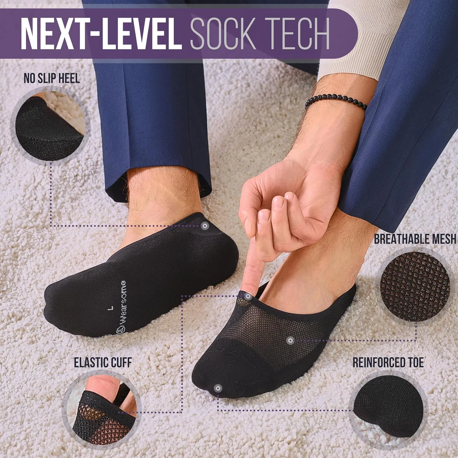 No Show Socks Men & Women - Non Slip Short Socks Low Cut Ankle No See Invisible in Loafer Sneaker Boat, 6 Pack