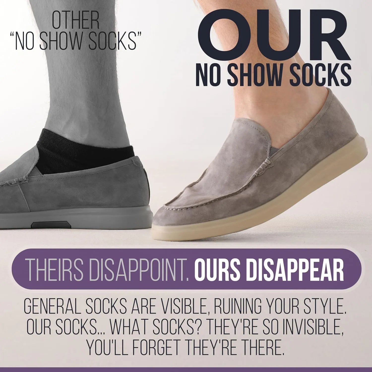 No Show Socks Men & Women - Non Slip Short Socks Low Cut Ankle No See Invisible in Loafer Sneaker Boat, 6 Pack