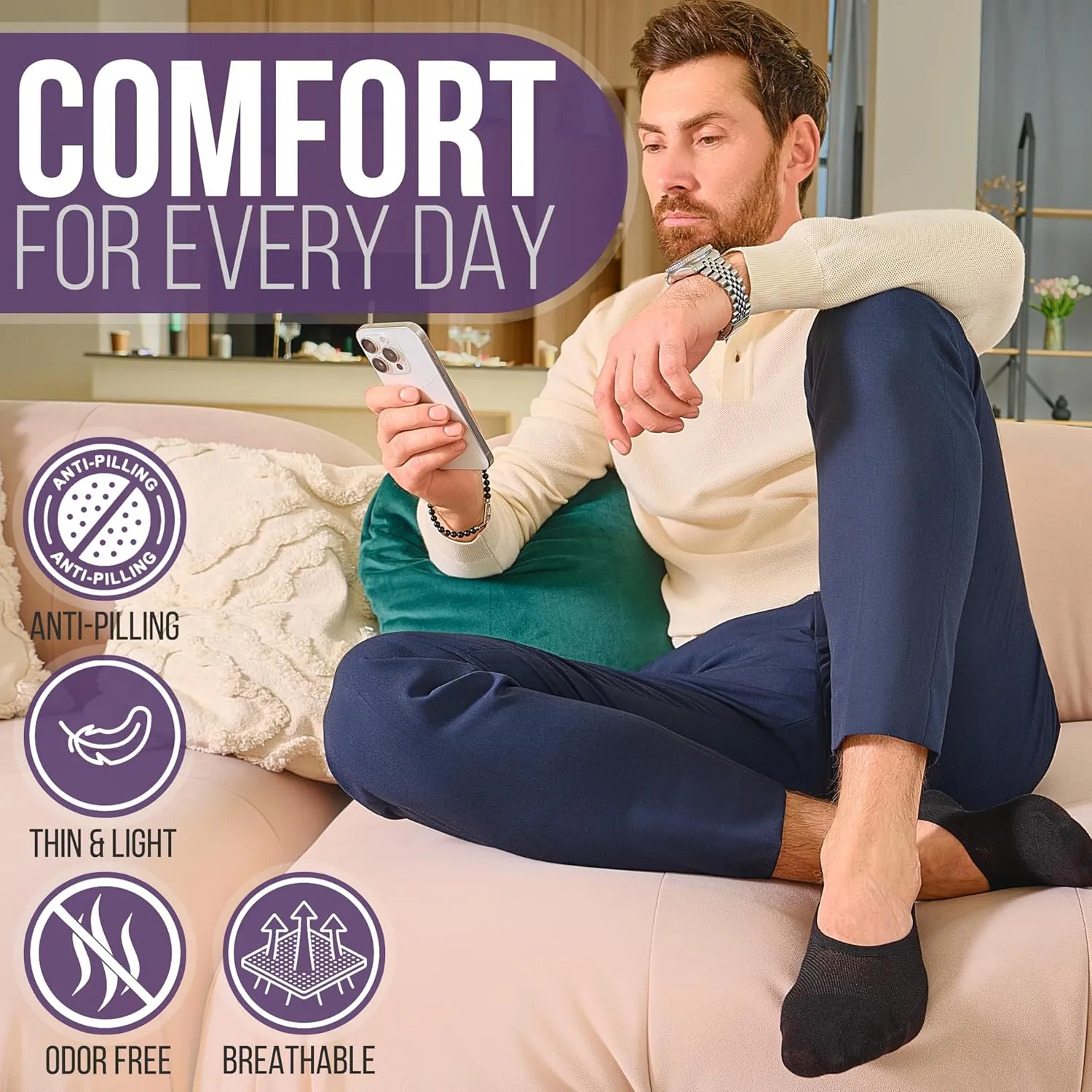 No Show Socks Men & Women - Non Slip Short Socks Low Cut Ankle No See Invisible in Loafer Sneaker Boat, 6 Pack