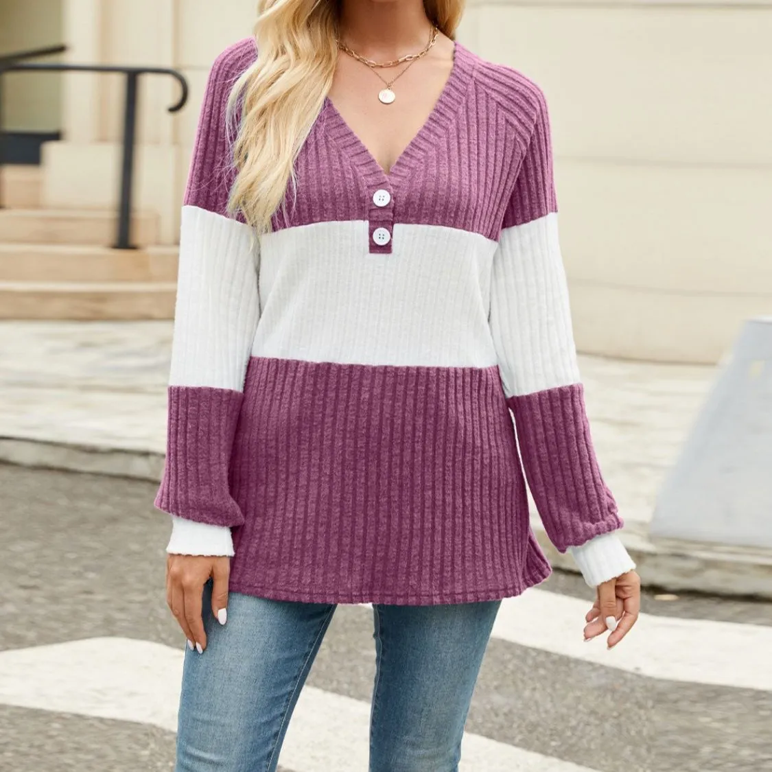 Nora - Lässiges Herbst Colorblock-Top für Damen