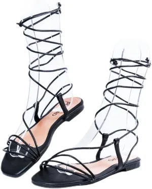 Nord Amaryllis Womens Lace up Flat Sandals with Ankle Strap Summer Criss-Cross Gladiator Shoes