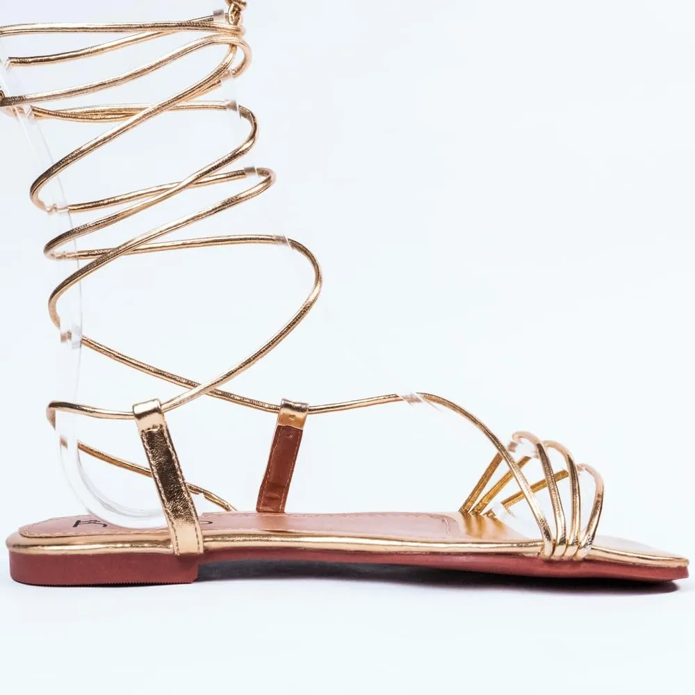 Nord Amaryllis Womens Lace up Flat Sandals with Ankle Strap Summer Criss-Cross Gladiator Shoes