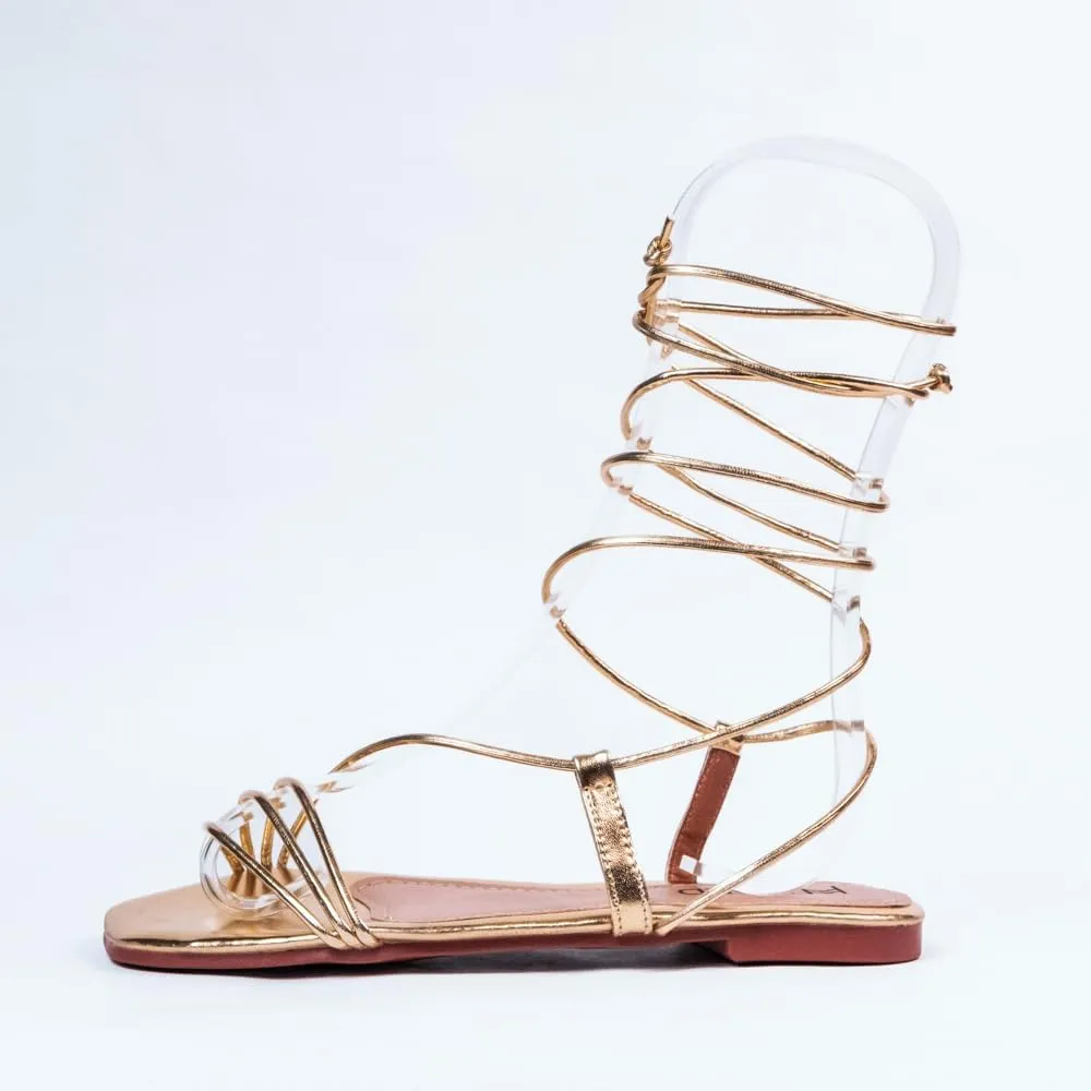 Nord Amaryllis Womens Lace up Flat Sandals with Ankle Strap Summer Criss-Cross Gladiator Shoes