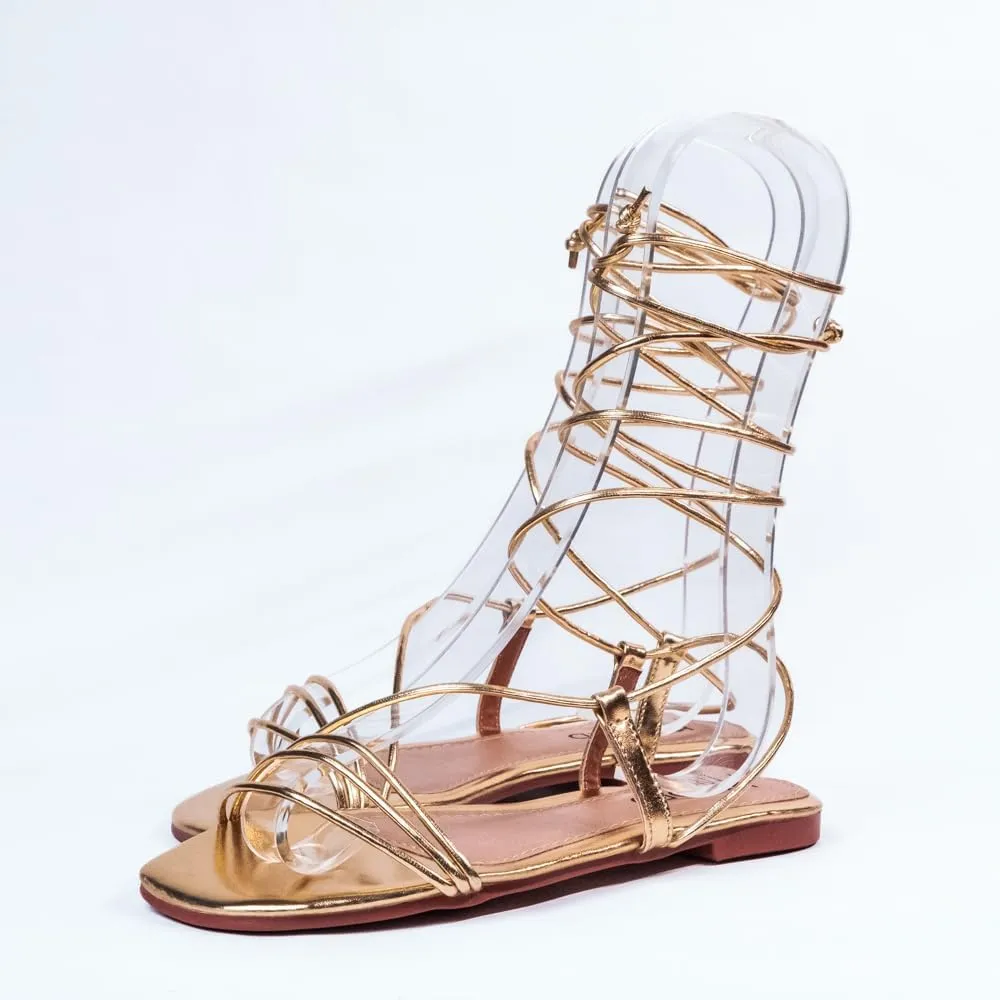 Nord Amaryllis Womens Lace up Flat Sandals with Ankle Strap Summer Criss-Cross Gladiator Shoes