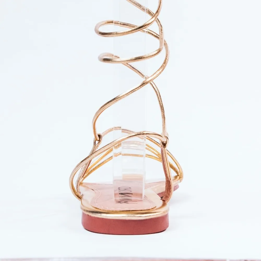 Nord Amaryllis Womens Lace up Flat Sandals with Ankle Strap Summer Criss-Cross Gladiator Shoes