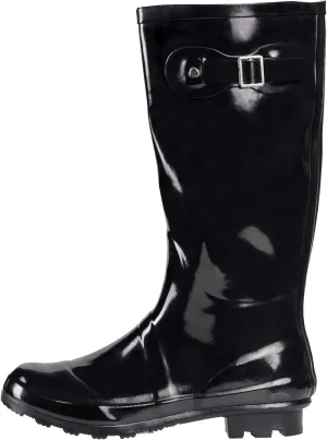 NORTY Women's Hurricane Rain Boots Knee High Calf Length - Glossy Matte Waterproof Rubber Tall Shoes