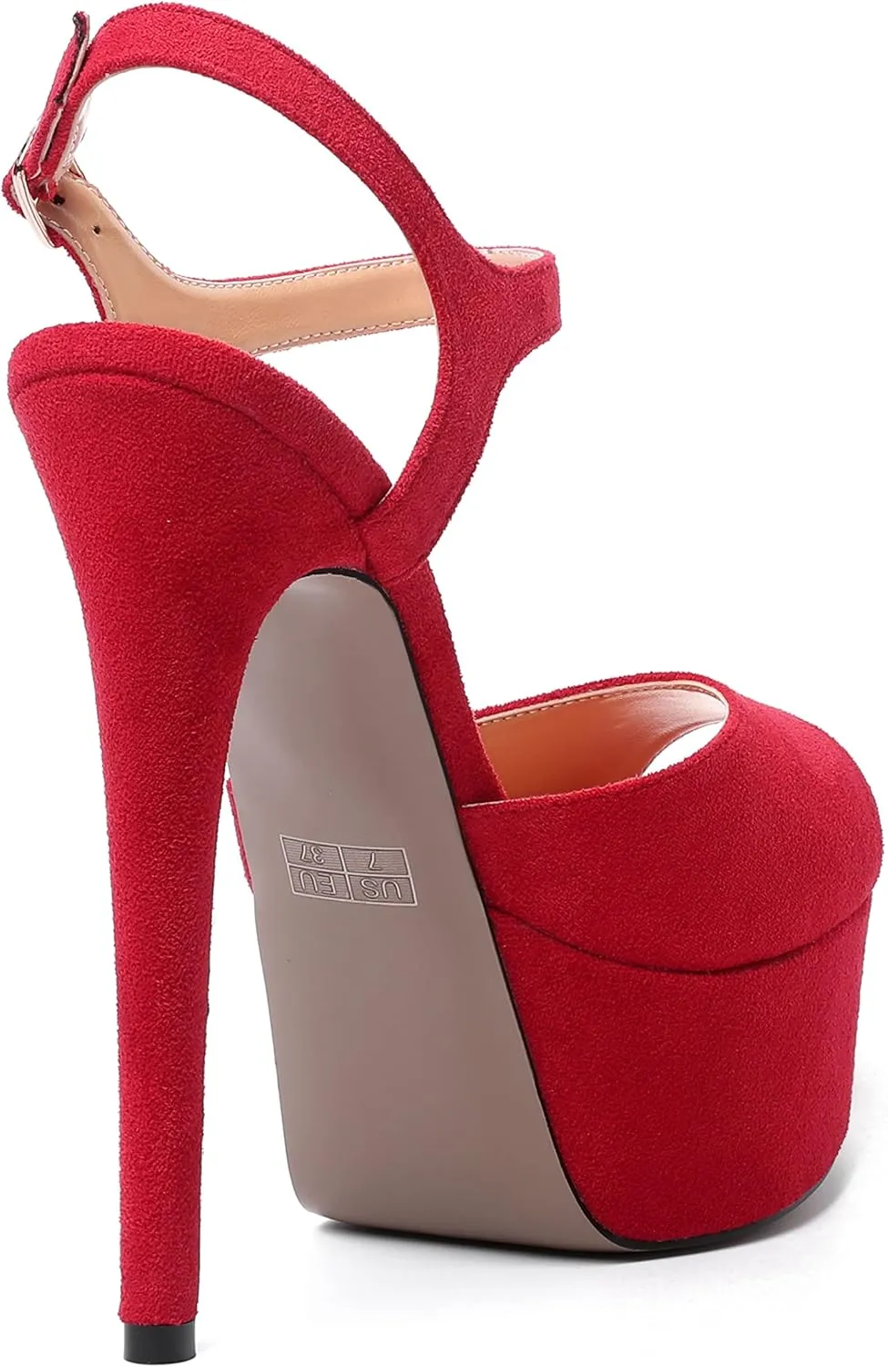 NUMALEO Womens Fashion Suede Evening Solid Peep Toe Buckle Ankle Wrap Stiletto High Heel Platforms Sandals 6 Inch