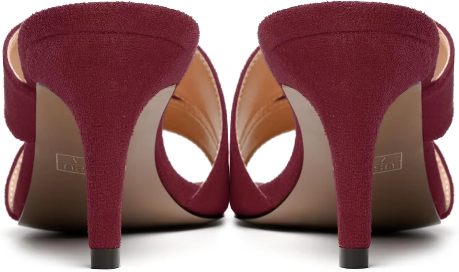 NUMALEO Womens Square Toe Suede Dress Slip On Stylish Party Stiletto Mid Heel Heeled Sandals 2.5 Inch