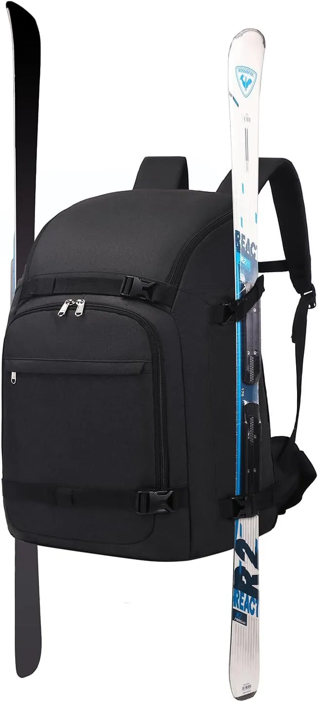 Octsky Ski Boot Bag, 50L Ski Boot Travel Backpack for Snowboard & Accessories, Floral Black