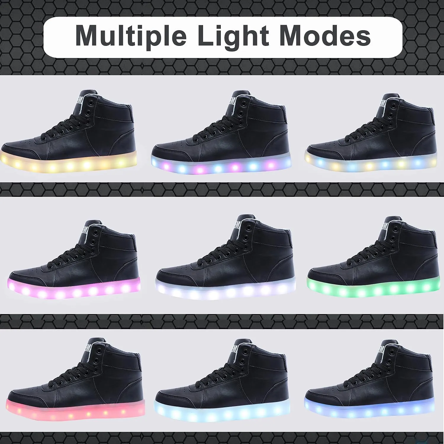 Odema V3 Aurora Unisex High Top Light Up Shoes, Sneakers with Lights for Men，Women, Led Light Shoes,USB Charging Glowing Shoes for Teens