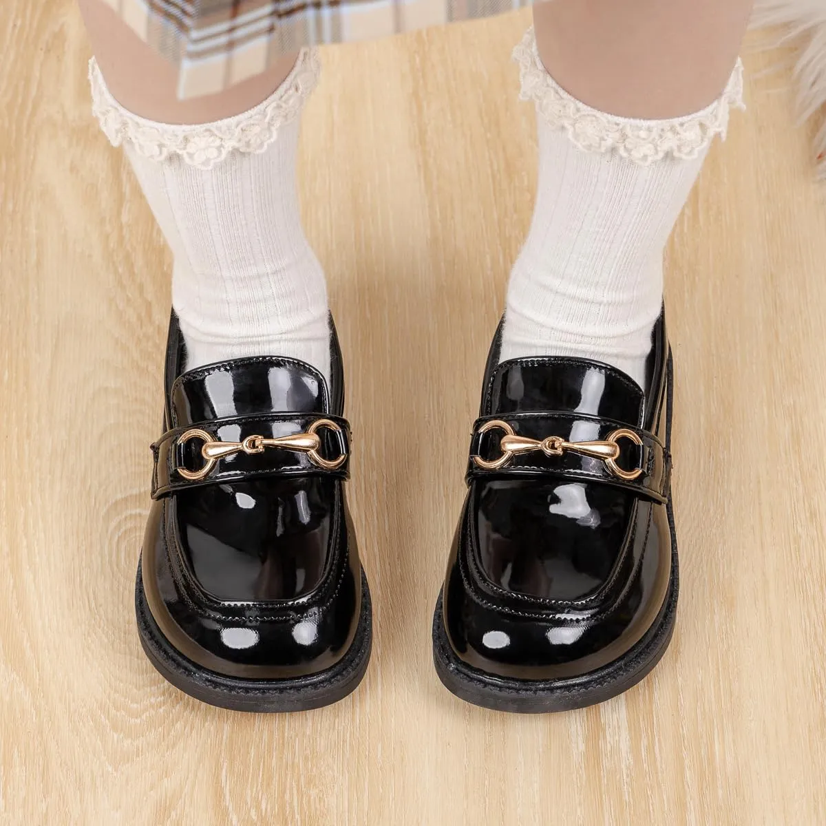 ohsofy Girls Oxford Flats Dress Shoes Casual Penny Loafers Comfort Non-Slip Sole Wedding Party School Uniform (Toddler/Little Kid)