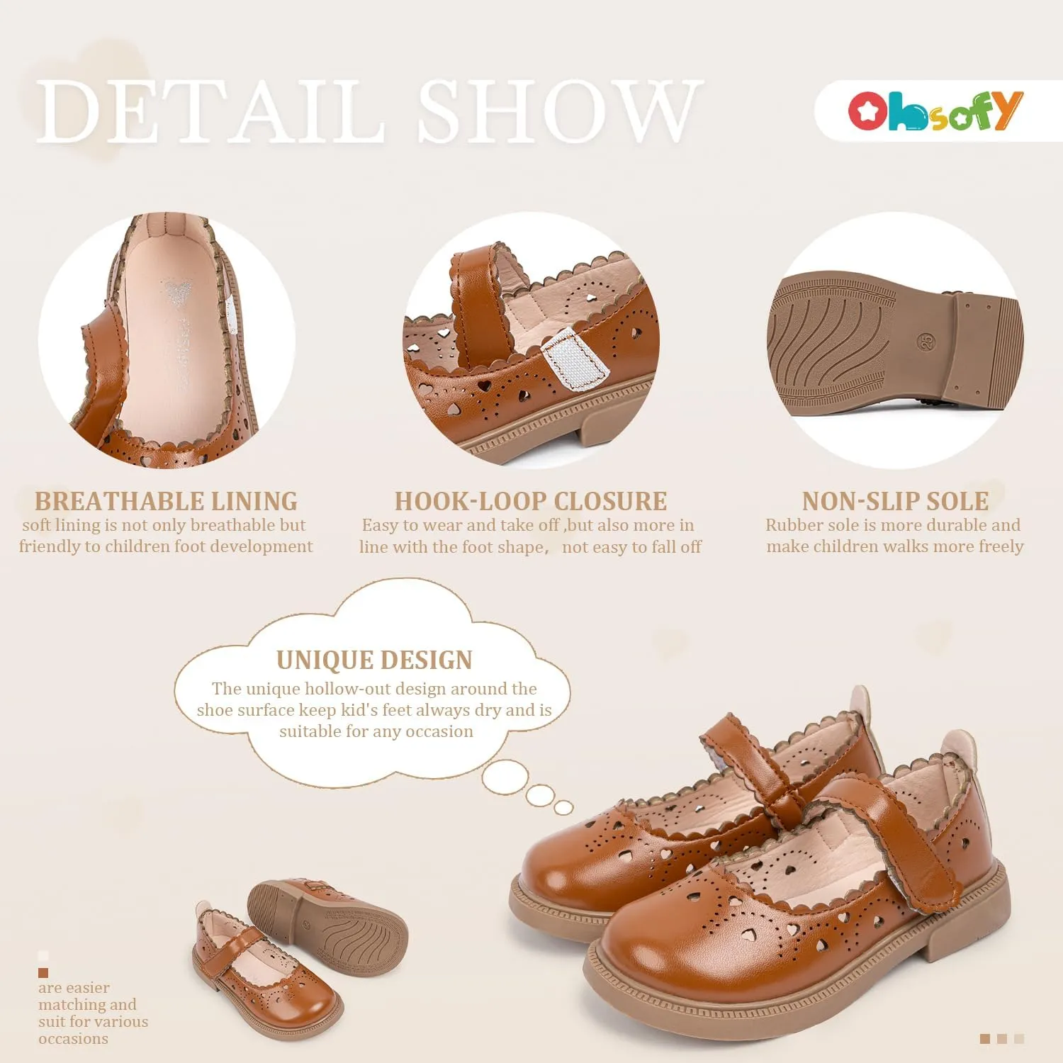 ohsofy Girls Oxford Flats Dress Shoes Casual Penny Loafers Comfort Non-Slip Sole Wedding Party School Uniform (Toddler/Little Kid)