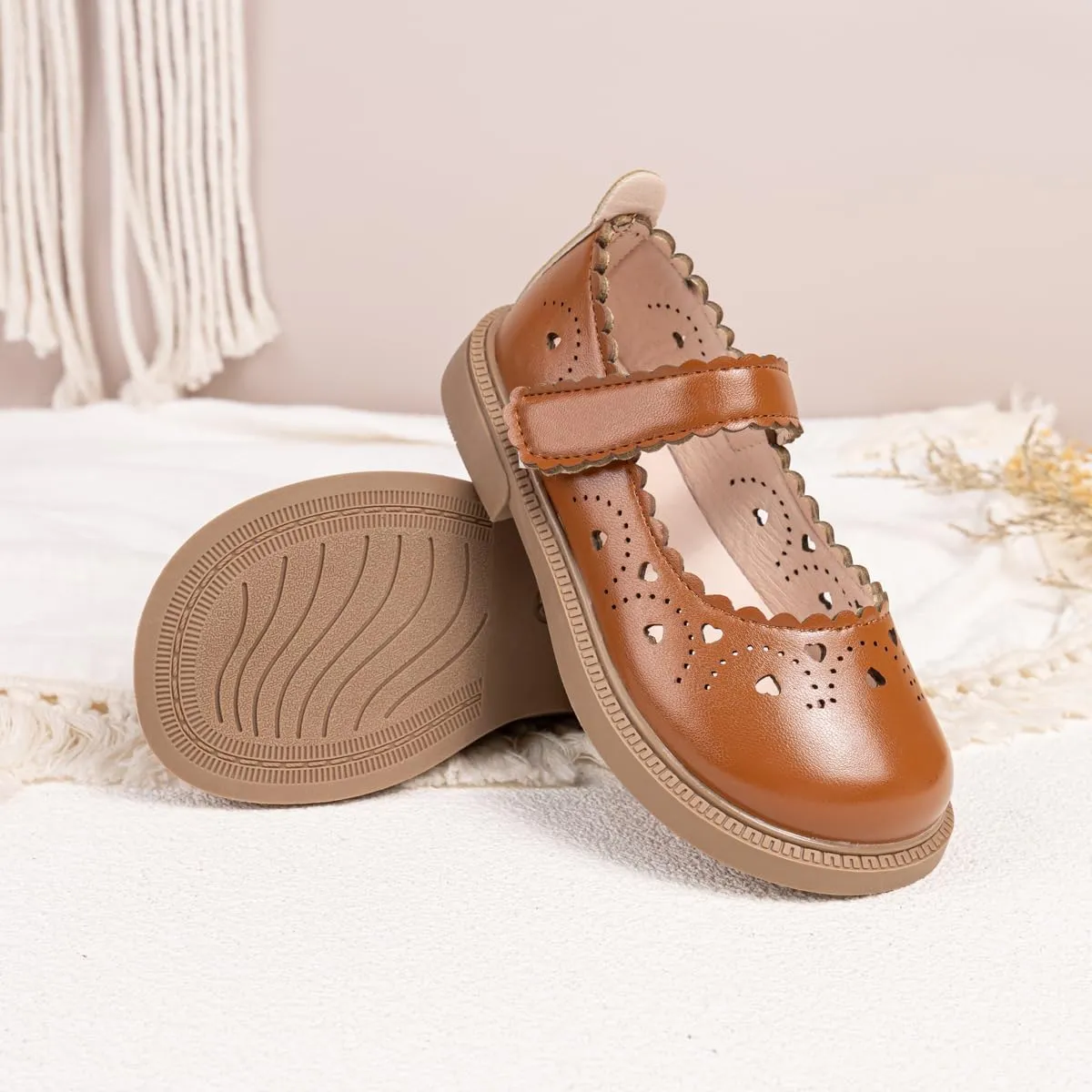 ohsofy Girls Oxford Flats Dress Shoes Casual Penny Loafers Comfort Non-Slip Sole Wedding Party School Uniform (Toddler/Little Kid)