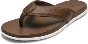 OLUKAI Olali Men's Leather Sandals, Versatile & Comfortable Flip Flops, Soft & Durable Material, Arch Support & All-Day Wear