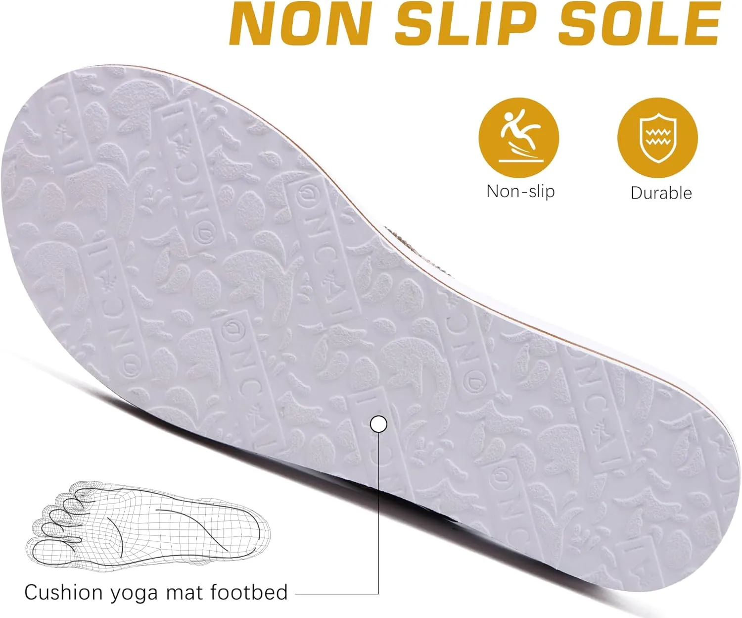 ONCAI Women's Flip Flops with Rhinestone, Arch Support Yoga Mat Comfort Walking Summer Beach Thong Sandals with Plantar Fasciitis Rubber Soles US Size 5-11