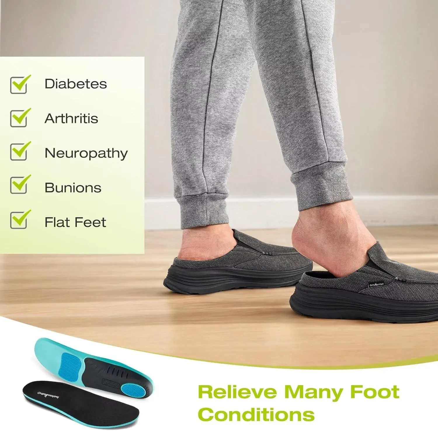 OrthoComfoot Men's Orthopedic Slip-On Loafers Walking Shoes: Casual Comfortable Arch Support Slippers for Plantar Fasciitis, Soft Canvas Orthotic Shoes for Foot and Heel Pain Relief