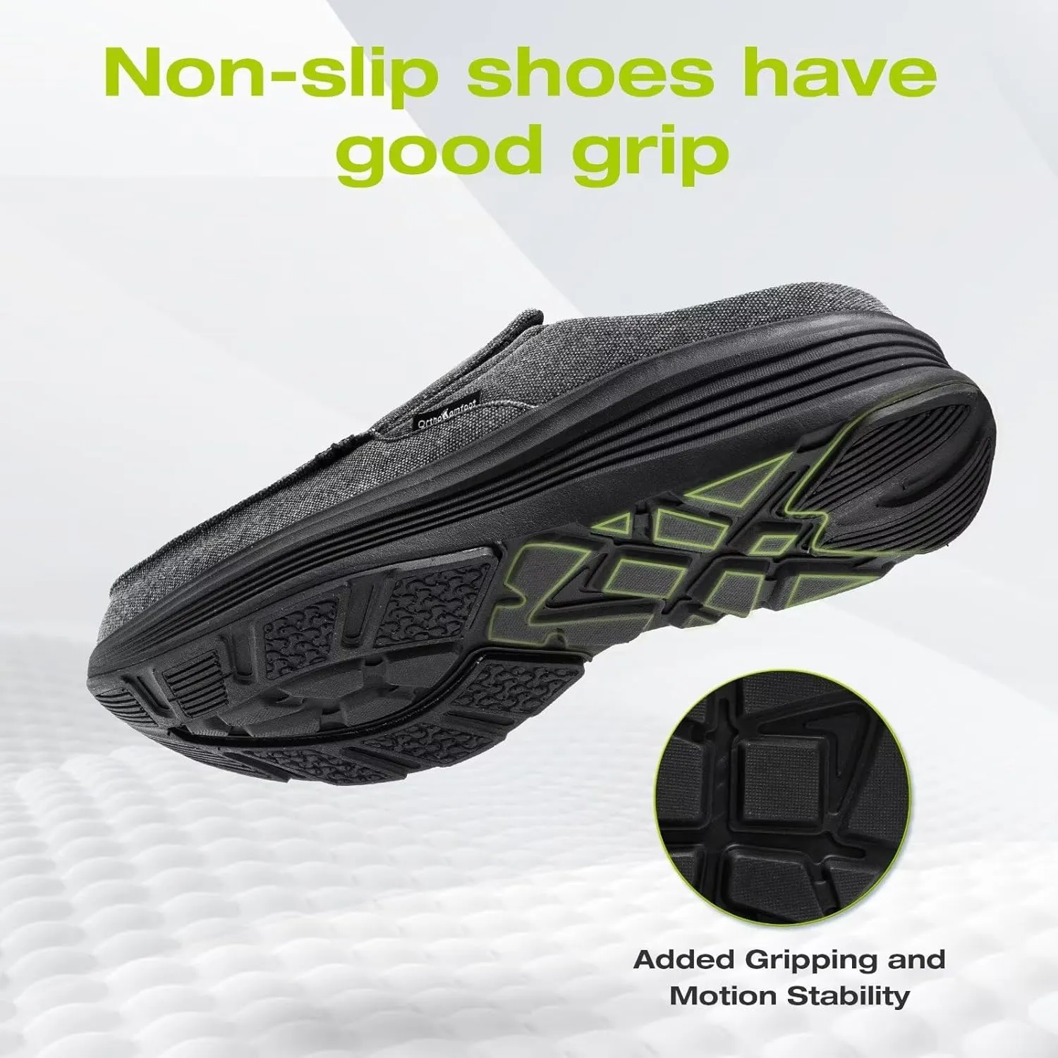 OrthoComfoot Men's Orthopedic Slip-On Loafers Walking Shoes: Casual Comfortable Arch Support Slippers for Plantar Fasciitis, Soft Canvas Orthotic Shoes for Foot and Heel Pain Relief