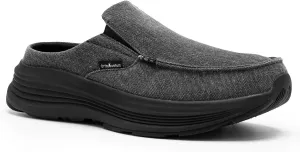 OrthoComfoot Men's Orthopedic Slip-On Loafers Walking Shoes: Casual Comfortable Arch Support Slippers for Plantar Fasciitis, Soft Canvas Orthotic Shoes for Foot and Heel Pain Relief