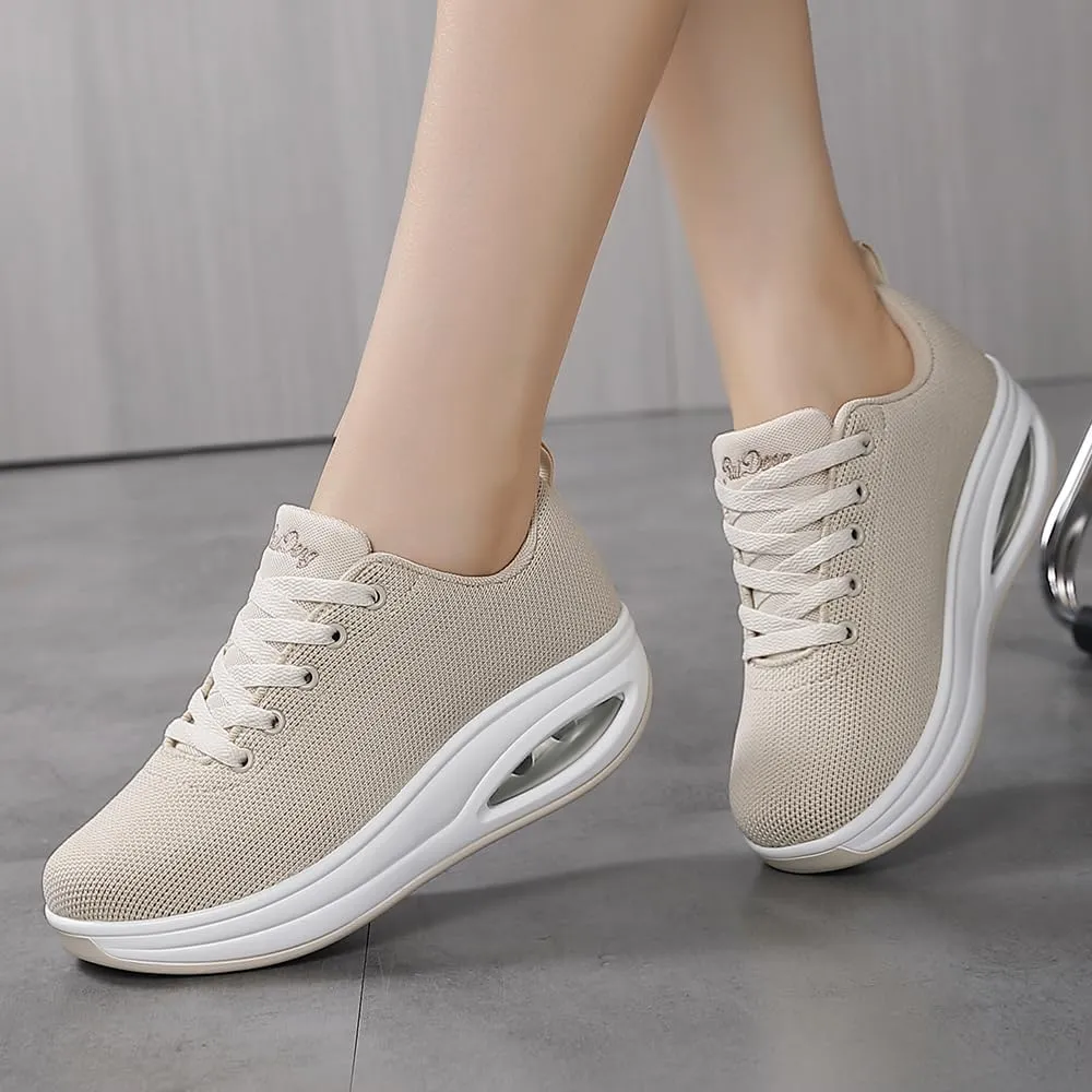 Oude Sneakers for Women Comfortable | Shoes for Women Traveling | 2 Inch Air Cushion Rocker Bottom