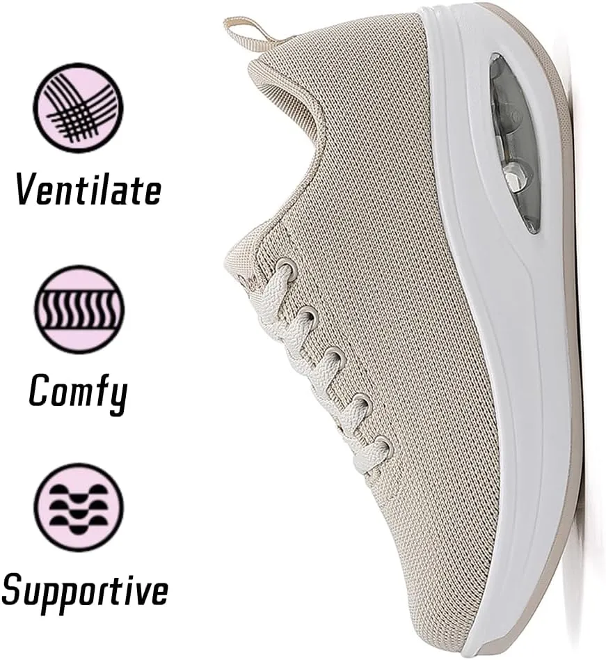 Oude Sneakers for Women Comfortable | Shoes for Women Traveling | 2 Inch Air Cushion Rocker Bottom