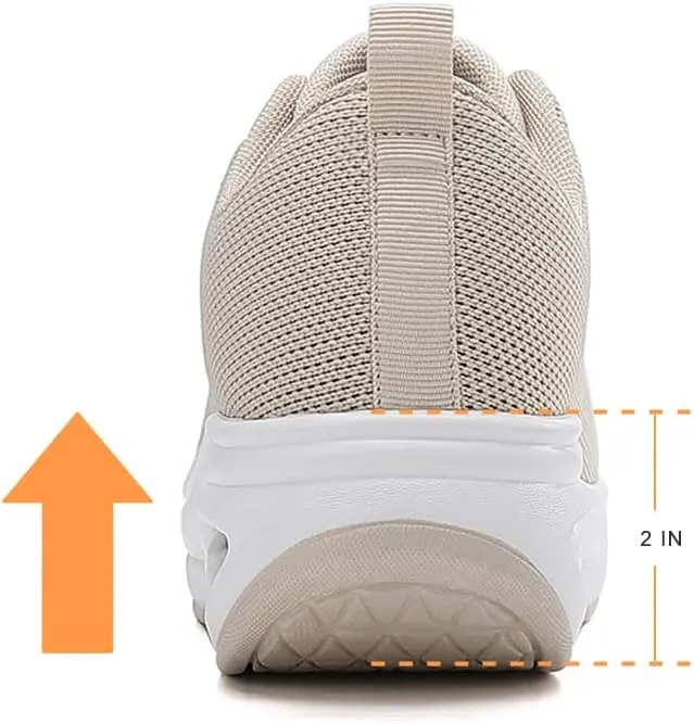 Oude Sneakers for Women Comfortable | Shoes for Women Traveling | 2 Inch Air Cushion Rocker Bottom