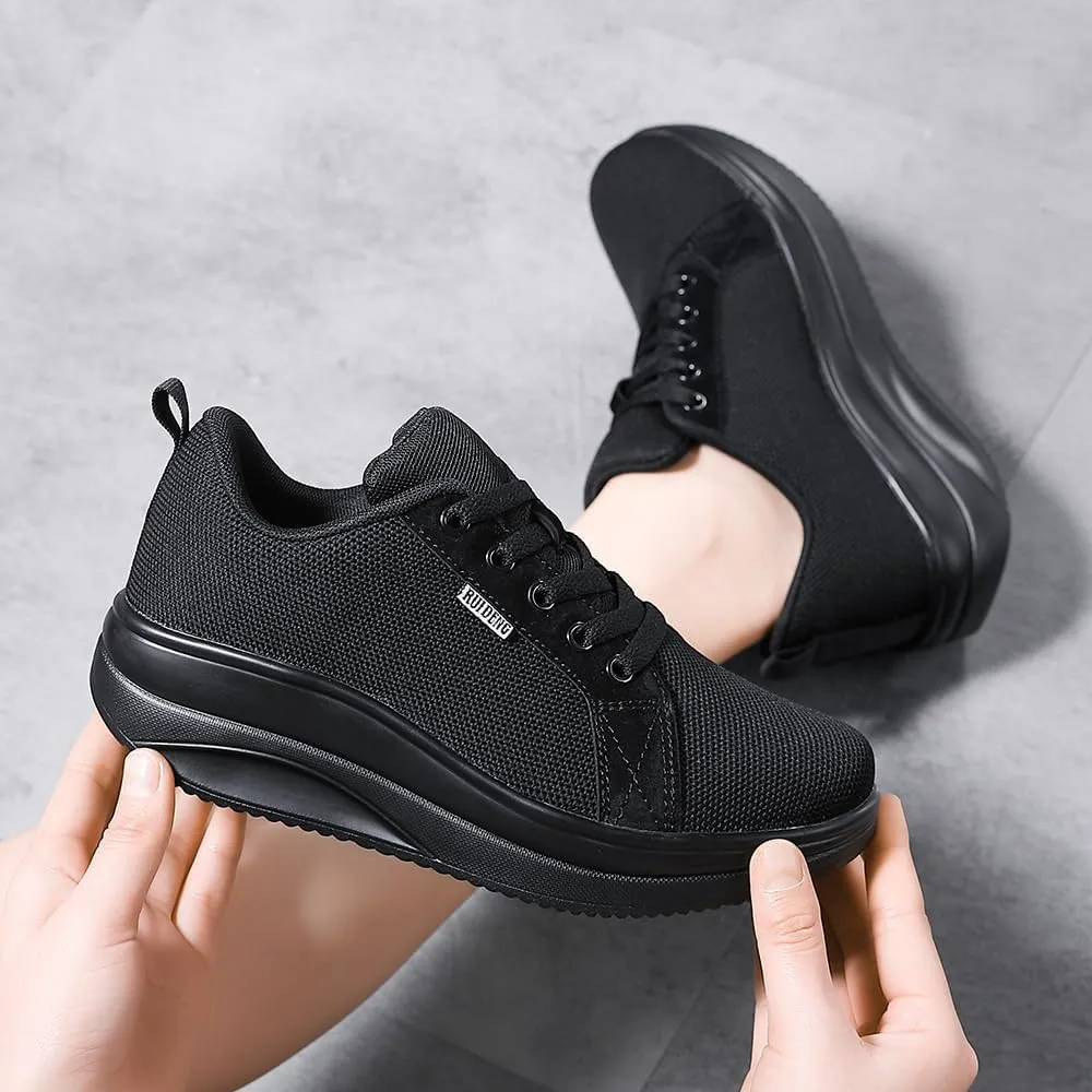 Oude Womens Walking Sneakers Comfy | Platform Shoes for Women Fashion | Stylish Standing All Day Rocker Bottom