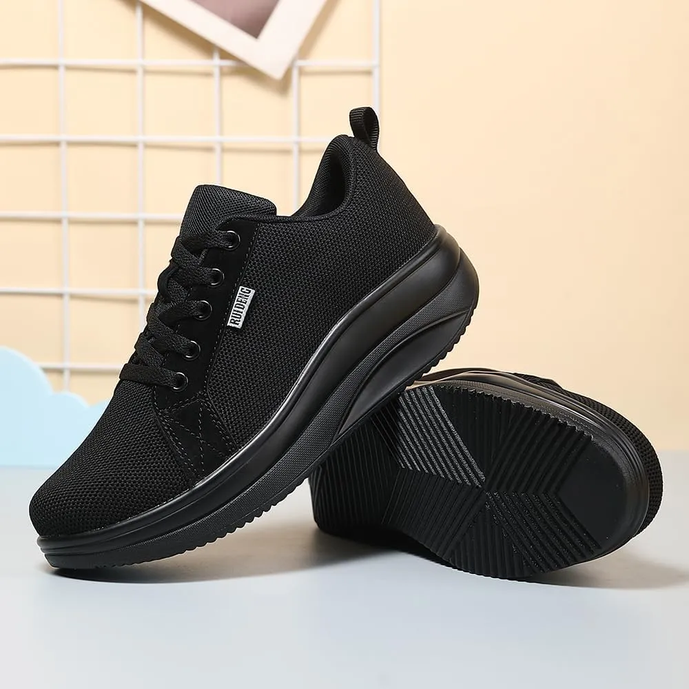 Oude Womens Walking Sneakers Comfy | Platform Shoes for Women Fashion | Stylish Standing All Day Rocker Bottom