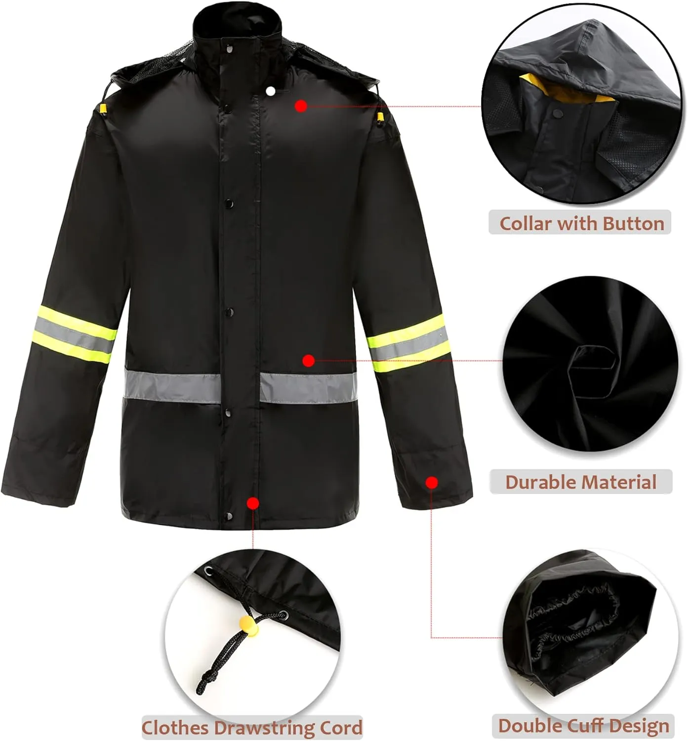 Ourcan Rain Suits for Men Classic Rain Gear Waterproof Rain Coats Hooded Man's Rainwear Fishing Rain Jacket and Rain Pants
